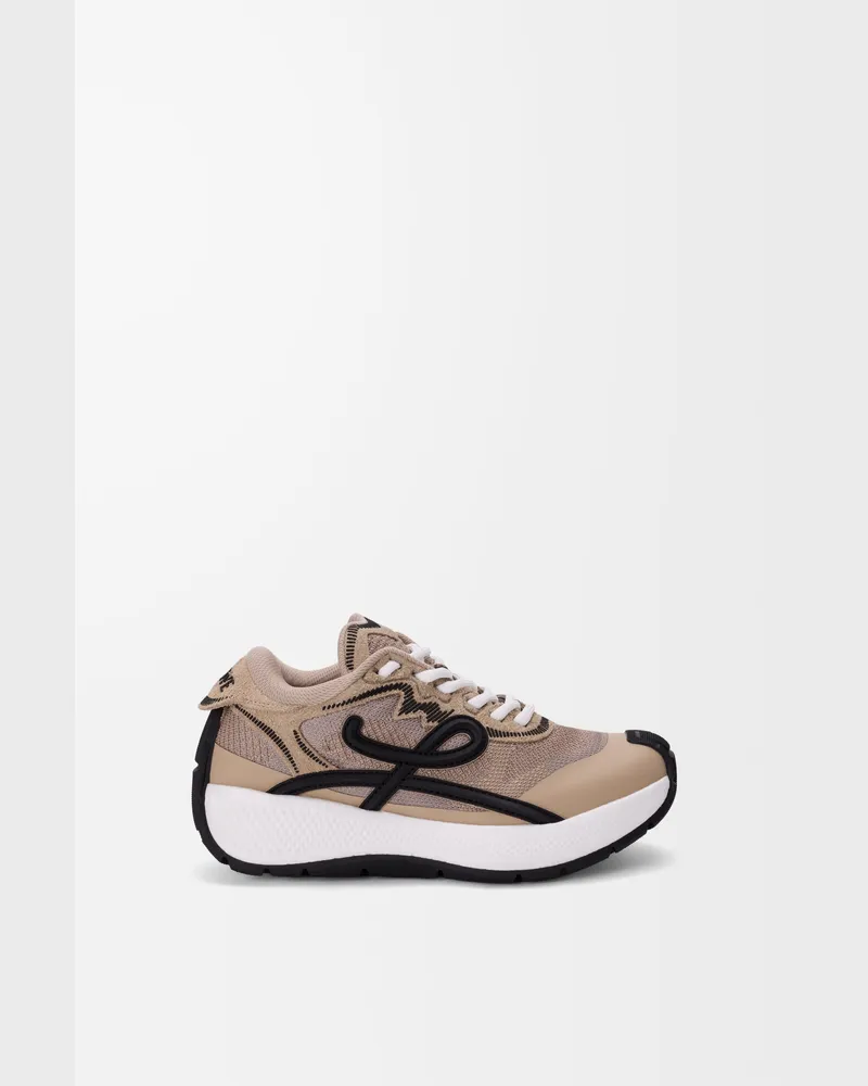 Loewe Pogo Sneaker In Technical Knit And Suede Size Hombre Beige
