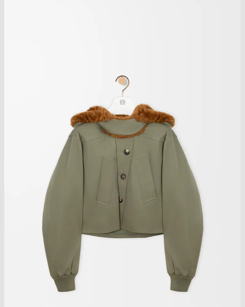 Loewe Short Parka In Cotton Size Mujer Khaki
