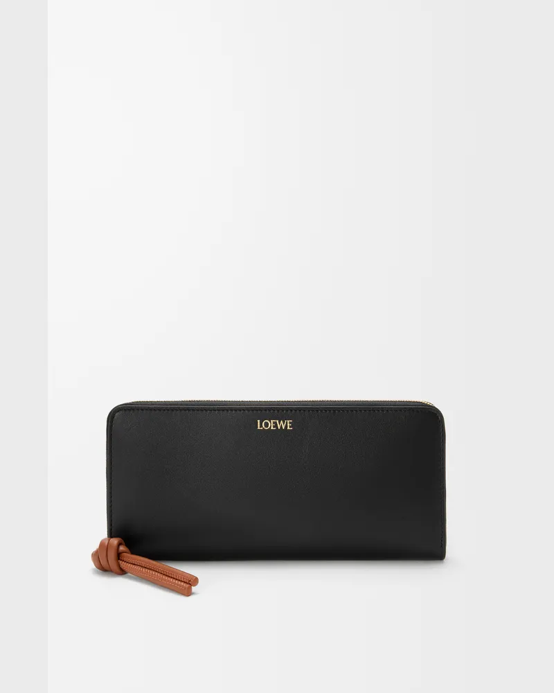 Loewe Knot Zip Around Wallet In Shiny Nappa Leather skin Mujer Black