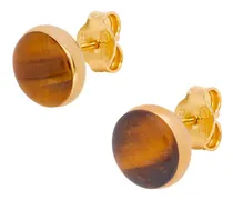 Luxury Anagram Pebble stud earrings in sterling silver and tiger eye