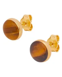 Loewe Luxury Anagram Pebble stud earrings in sterling silver and tiger eye Gold