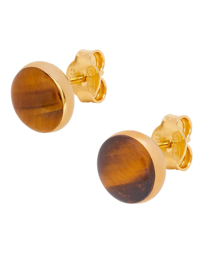 Loewe Luxury Anagram Pebble stud earrings in sterling silver and tiger eye Gold