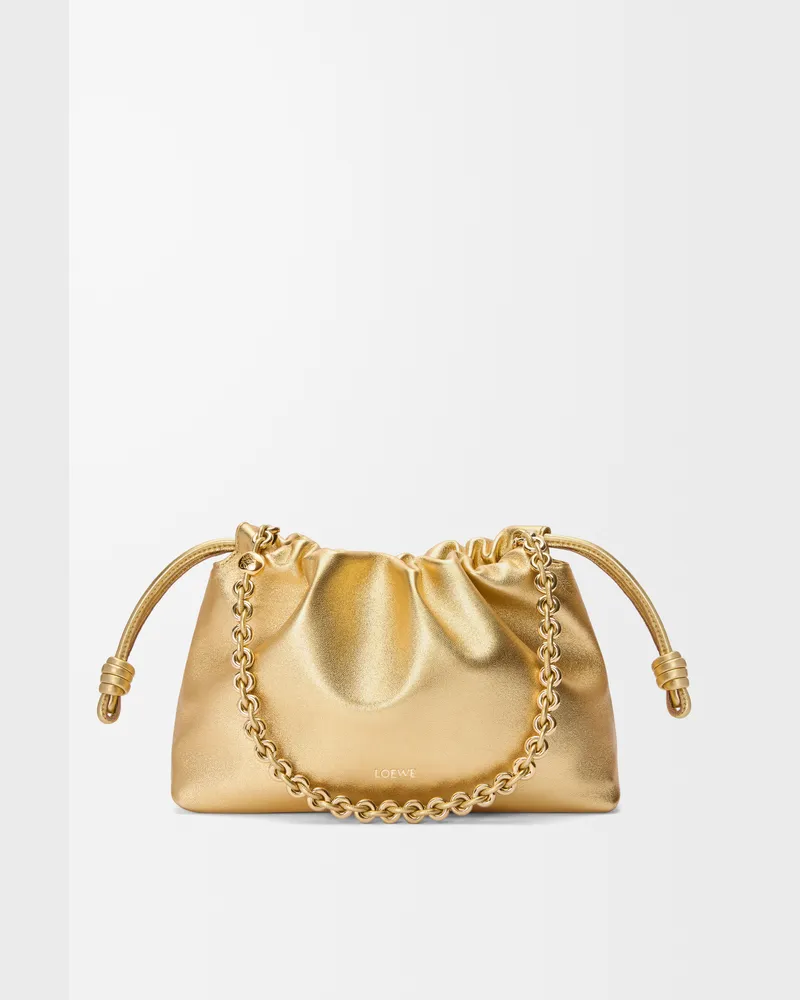 Loewe Medium Flamenco Purse In Laminated Lambskin Mujer Gold