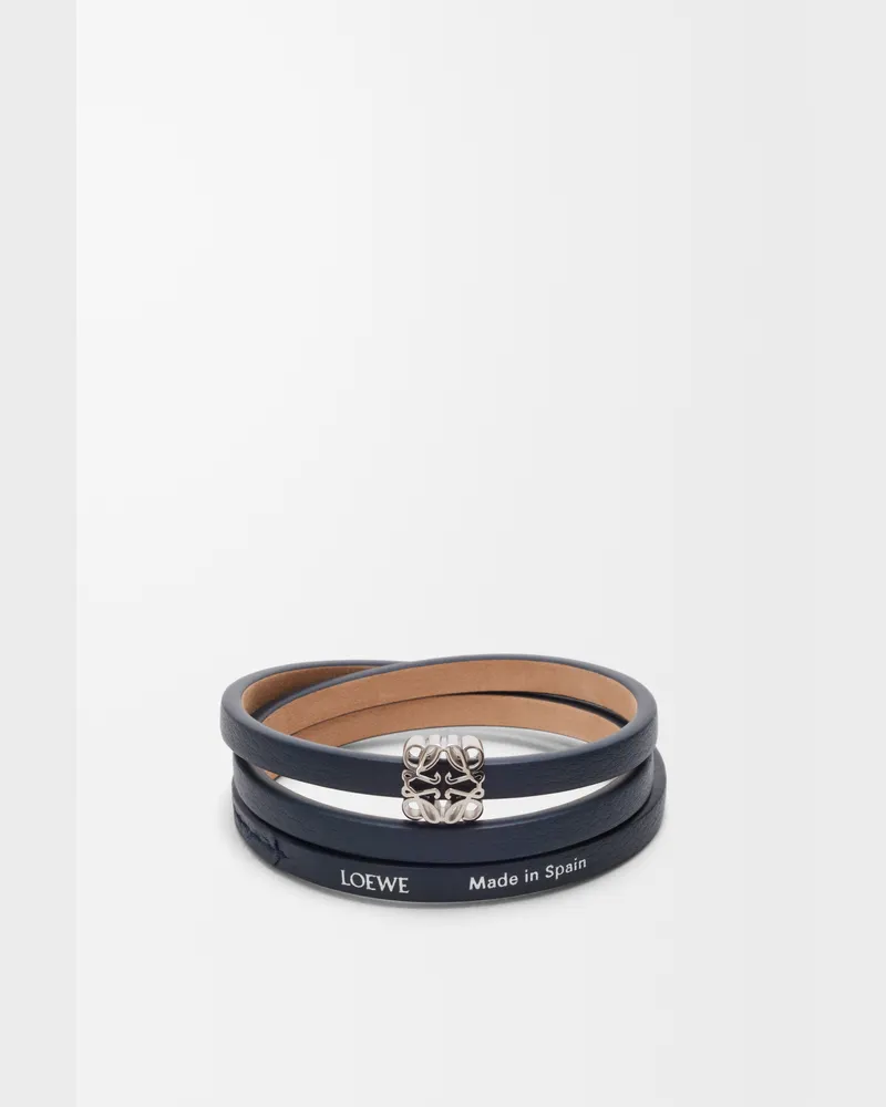 Loewe Anagram Bombé Twist Bracelet In Leather skin Size Mujer Deep