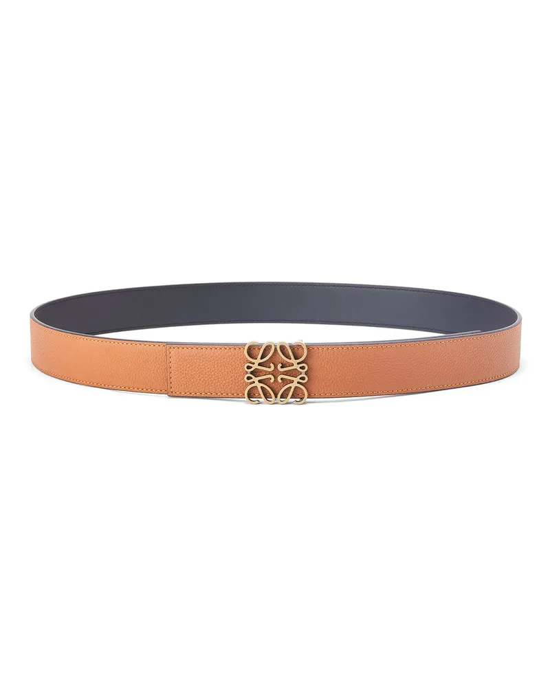 Loewe Luxury Reversible Anagram belt in soft grained calfskin and smooth calfskin Tan