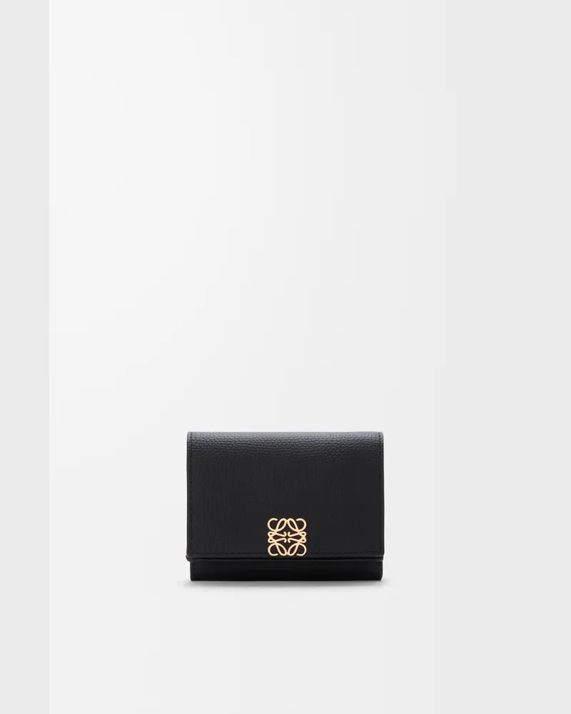 Loewe Anagram Trifold Wallet In Pebble Grained Leather skin Mujer Black