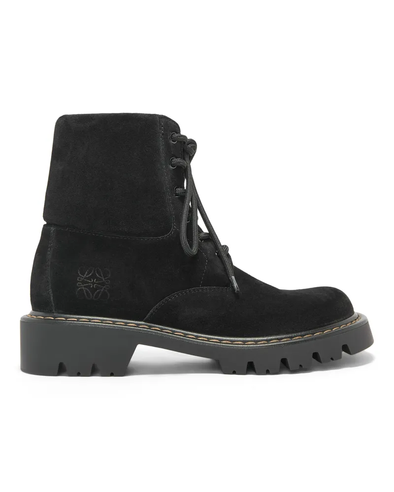 Loewe Luxury Sierra combat boot in suede Black