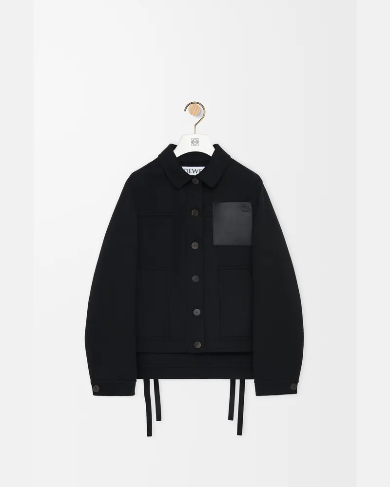 Loewe Workwear Jacket In Wool And Cashmere Size Mujer Black