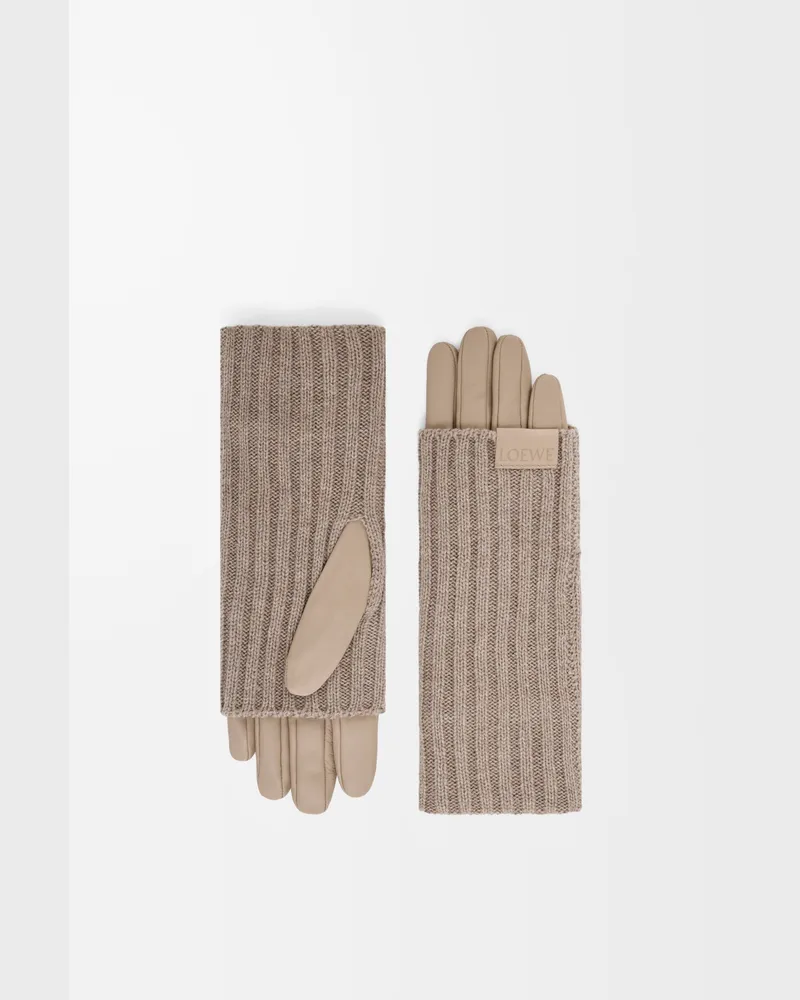 Loewe Gloves In Cashmere And Nappa Lamvskin Size Mujer Sand