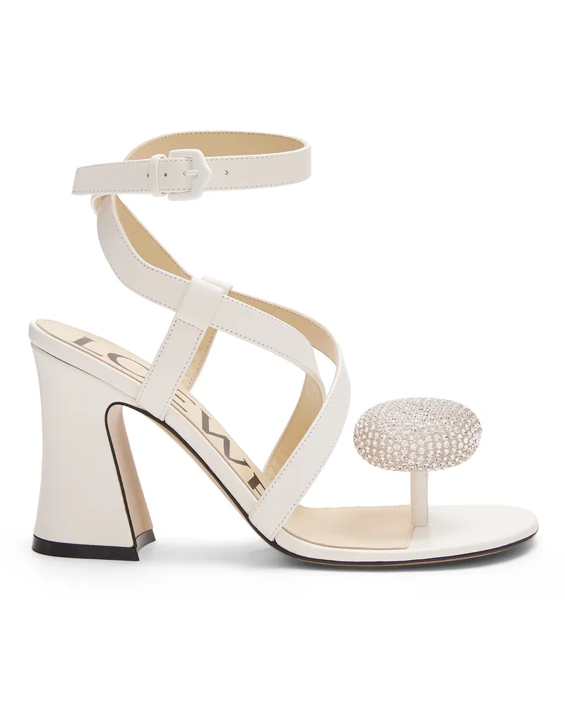 Loewe Luxury Calle Pebble sandal in lambskin and rhinestones Almost