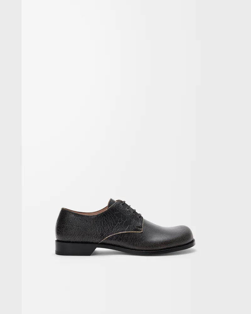 Loewe Campo Derby In Cracked Leather skin Size Hombre Black
