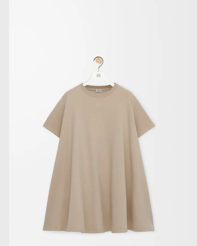 Loewe Trapeze Dress In Cotton Blend Size Mujer Beige