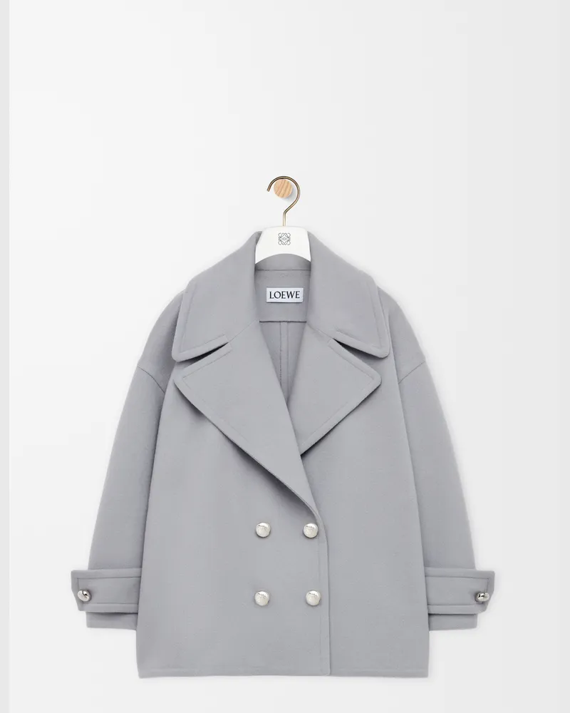 Loewe Pebble Peacoat In Wool Size Mujer Grey