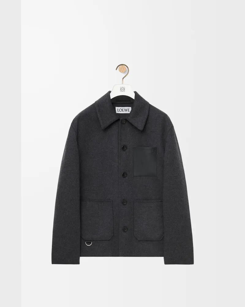 Loewe Workwear Jacket In Wool And Cashmere Size Hombre Charcoal