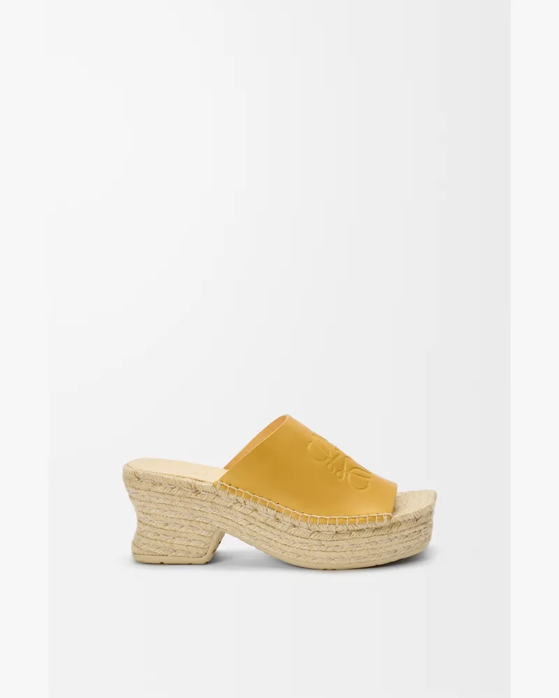 Loewe Petal Espadrille Platform Slide In Vegetable-tanned Leather skin Size Mujer Ochre