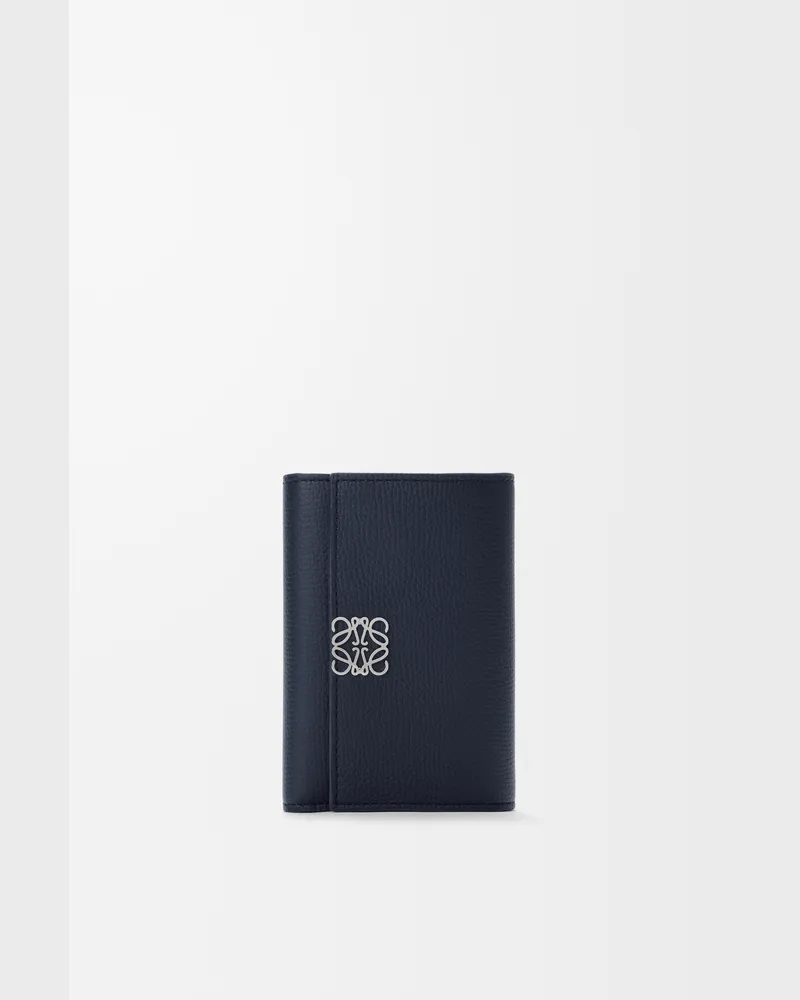 Loewe Anagram Small Vertical Wallet In Pebble Grained Leather skin Mujer Deep