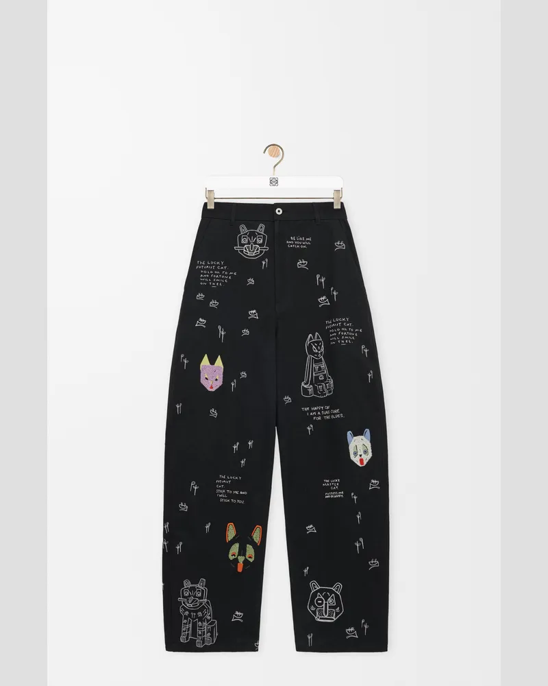 Loewe Trousers In Cotton Size Mujer Black