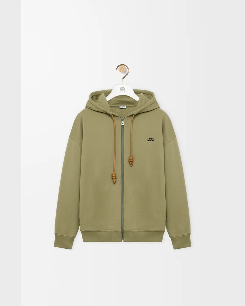 Loewe Zip-up Hoodie In Cotton Size Hombre Khaki