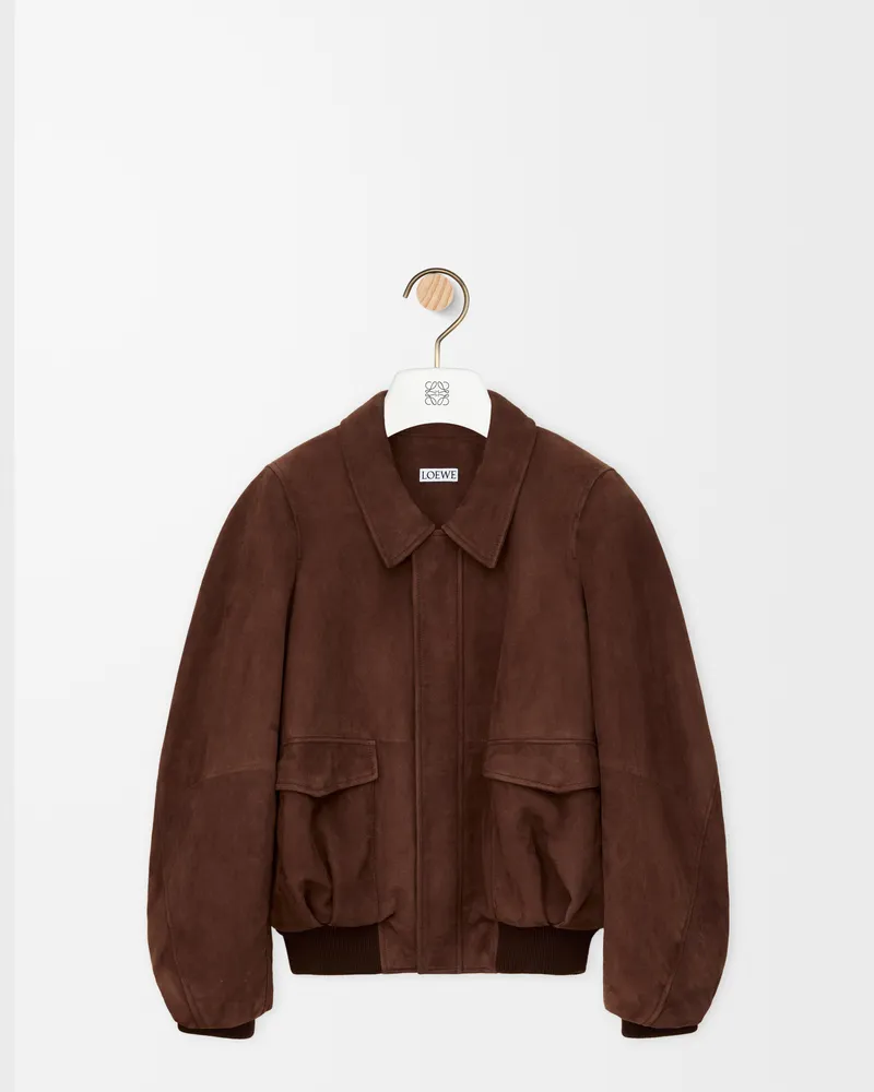 Loewe Bomber Jacket In Suede Goatskin Size Mujer Dark