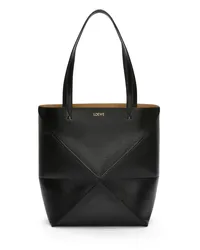 Loewe Luxury Medium Puzzle Fold tote in shiny calfskin Black