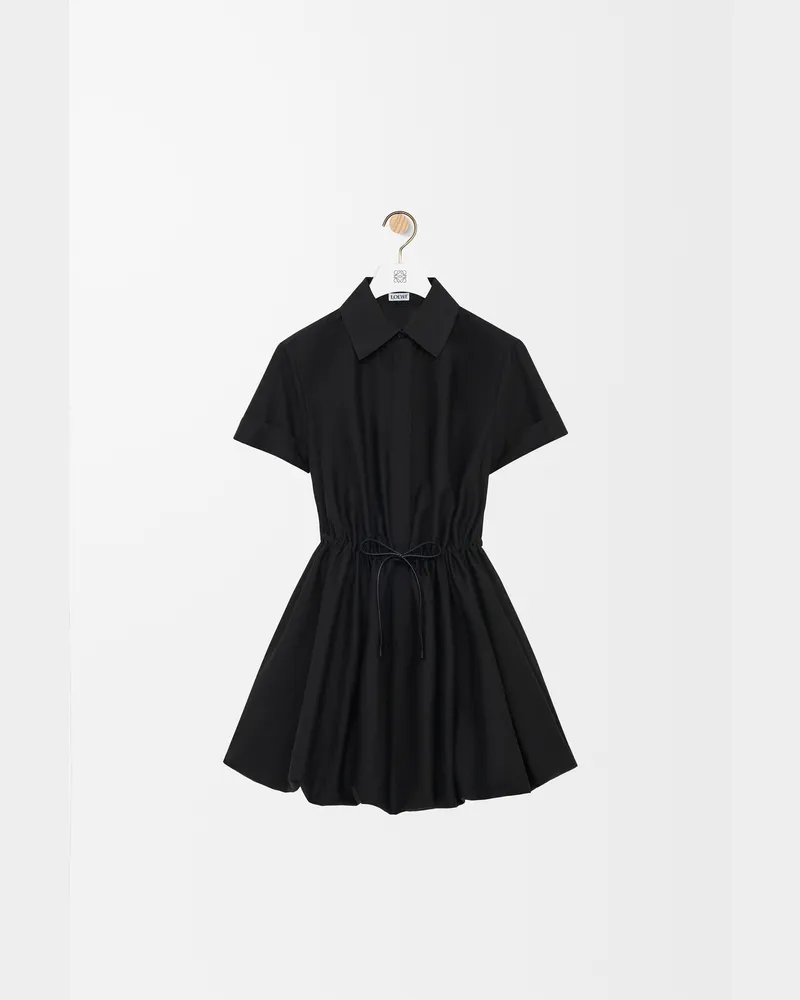Loewe Short Sleeve Dress In Cotton And Silk Size Mujer Black
