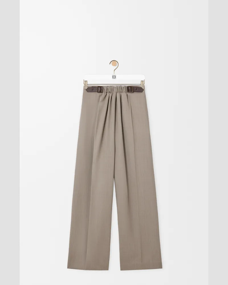 Loewe Belted Trousers In Wool Size Mujer Beige