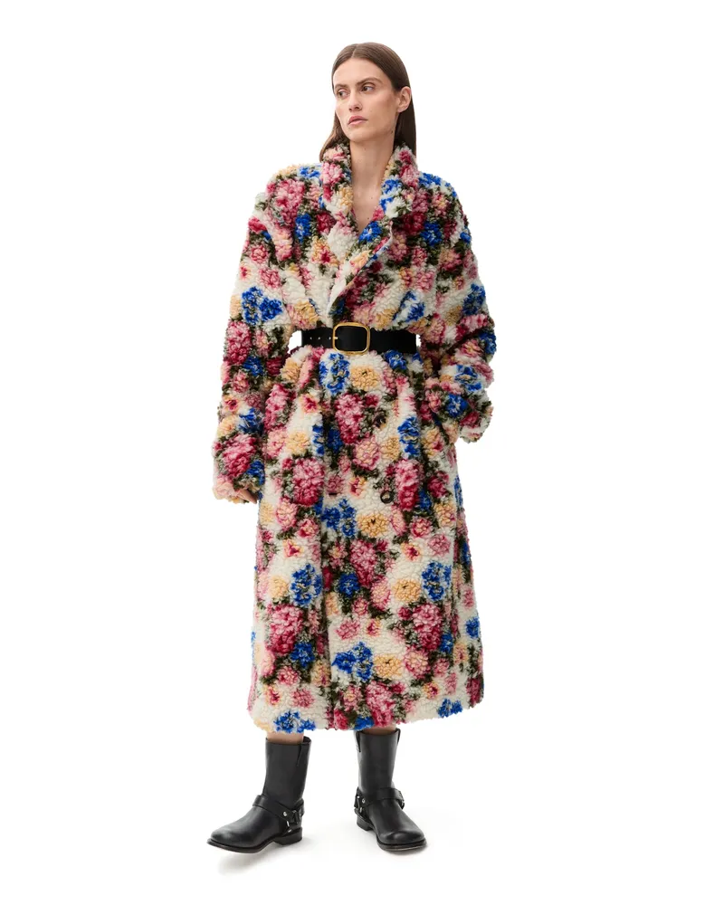 Loewe Luxury Double-breasted coat in wool blend Multicolor