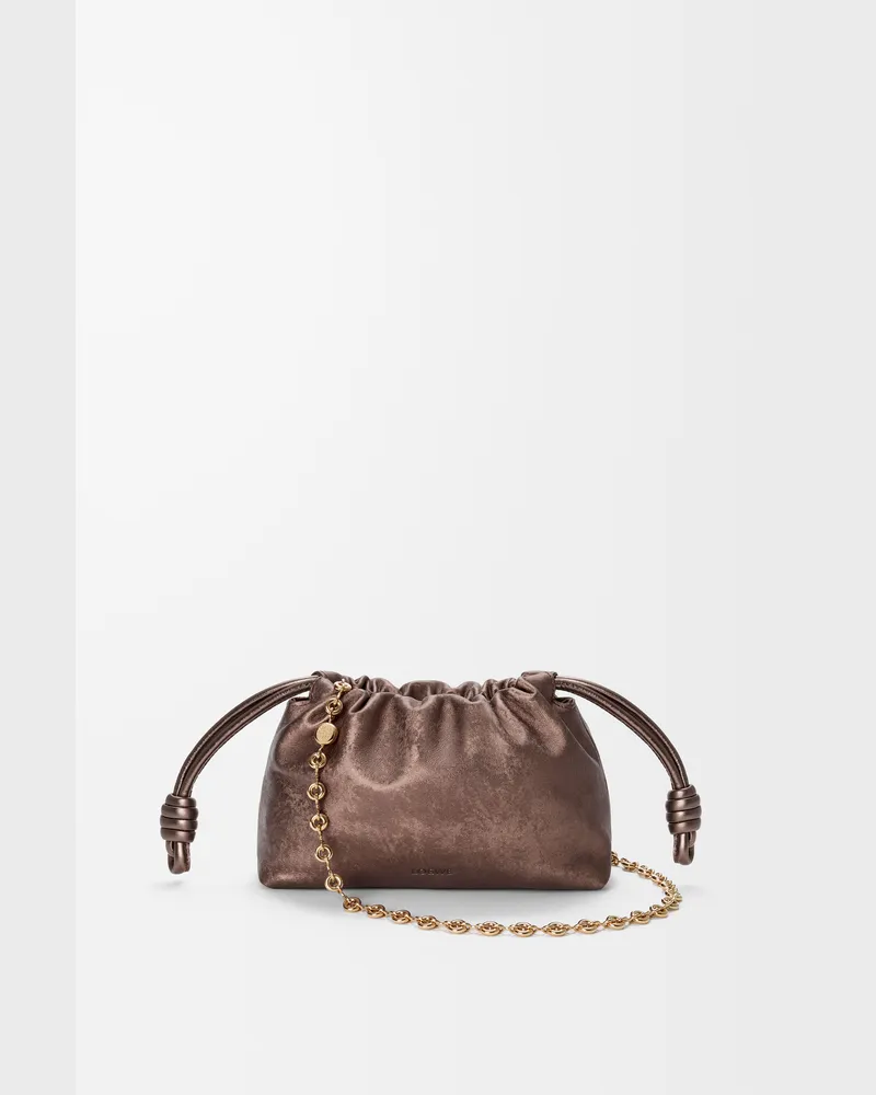 Loewe Mini Flamenco Purse In Moiré Printed Leather skin Mujer Bronze