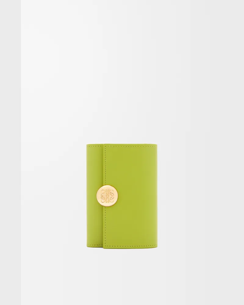 Loewe Pebble Small Vertical Wallet In Shiny Nappa Leather skin Mujer Meadow