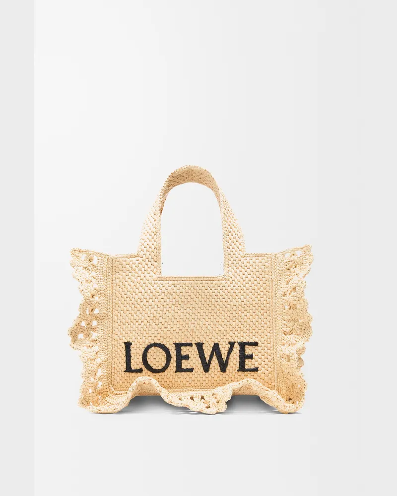 Loewe Small Loewe Font Tote In Raffia Mujer Natural