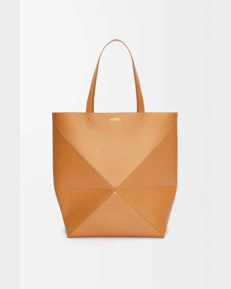 Loewe Xl Puzzle Fold Tote In Shiny Leather skin Hombre Warm