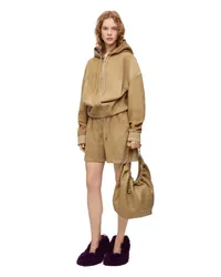 Loewe Luxury Draped hoodie in suede goatskin Gold