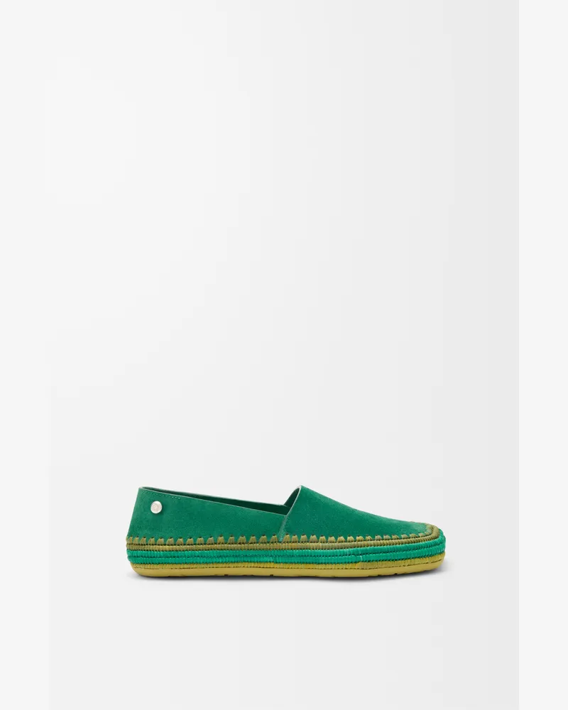 Loewe Rio Slipper In Suede And Raffia Size Mujer Green