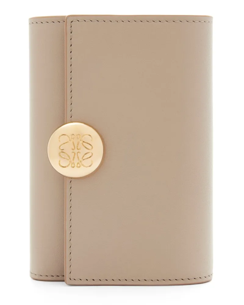 Loewe Luxury Pebble small vertical wallet in shiny nappa calfskin Sand