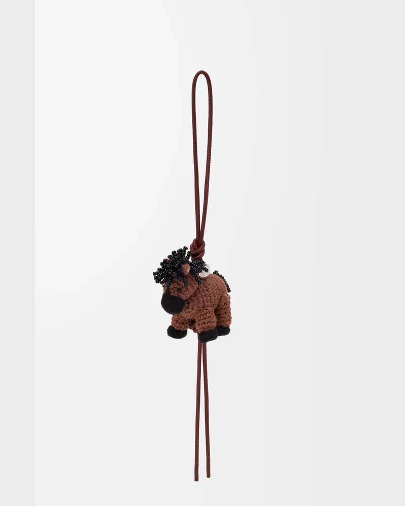 Loewe Horse Charm In Felt Mujer Chocolate