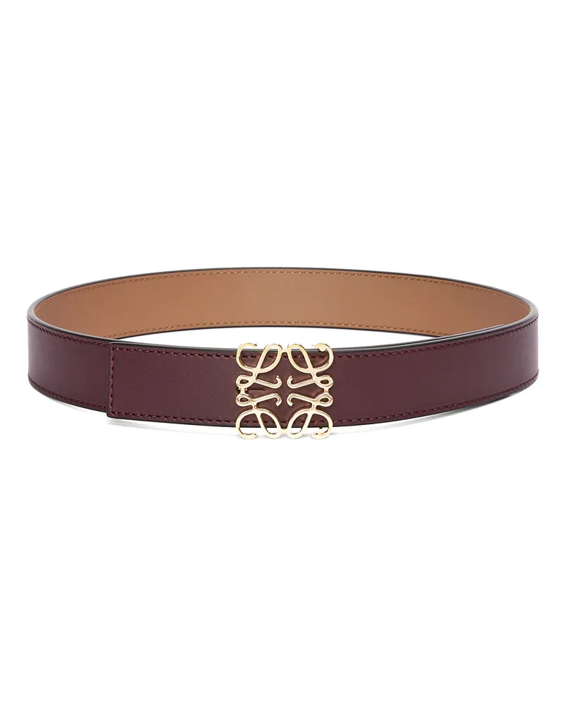 Loewe Luxury Reversible Anagram belt in smooth calfskin Burgundy