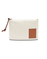 Loewe Luxury Oblong pouch in Anagram jacquard and calfskin Ecru