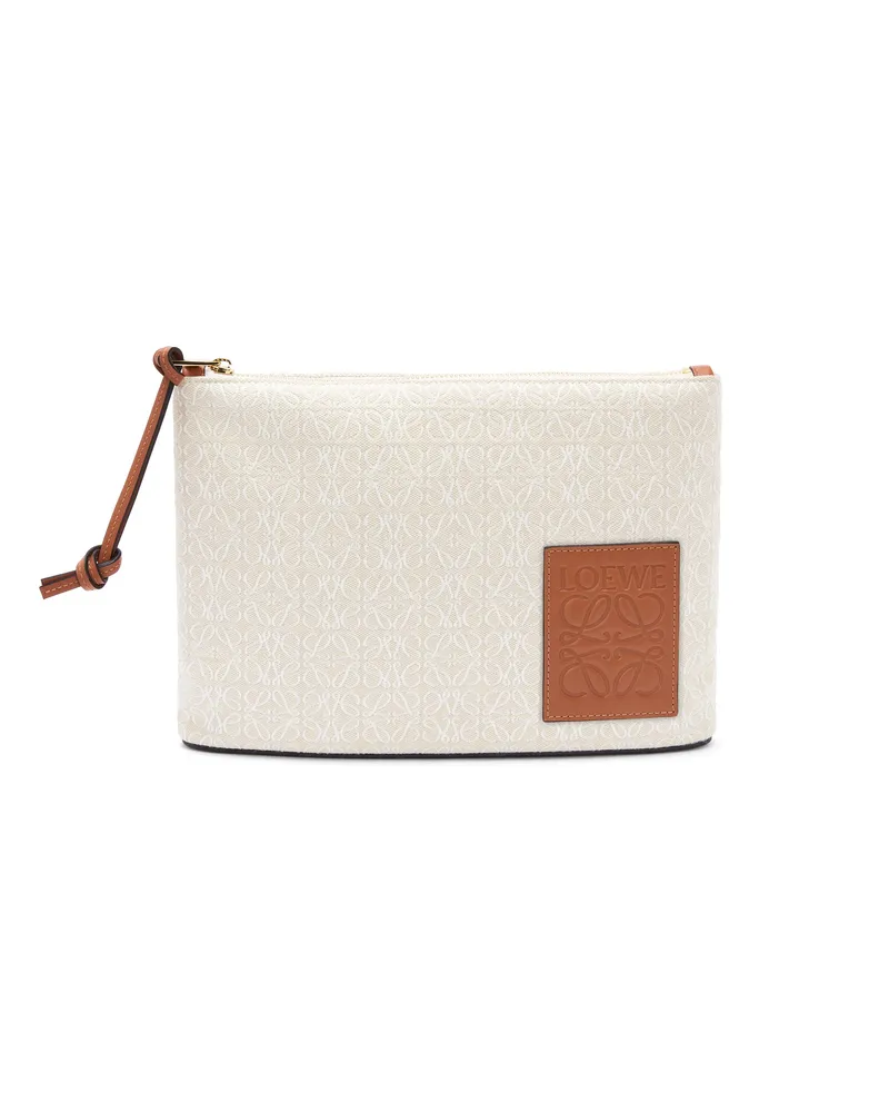 Loewe Luxury Oblong pouch in Anagram jacquard and calfskin Ecru