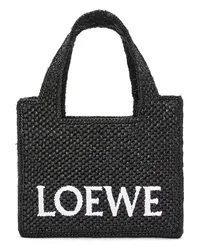 Loewe Luxury Mini  Font Tote in raffia Black