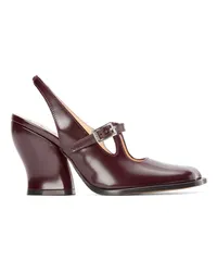 Loewe Luxury Onda slingback pump in brushed calfskin Burgundy