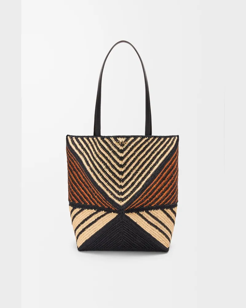 Loewe Puzzle Fold Tote In Raffia Mujer Natural