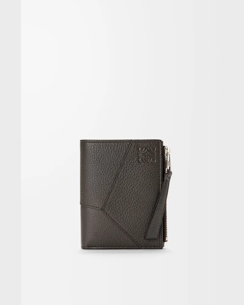 Loewe Puzzle Slim Compact Wallet In Supple Grained Leather skin Hombre Dark