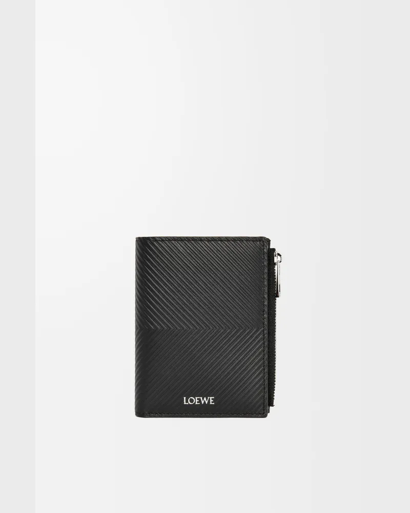 Loewe Slim Compact Walllet In Textured Leather skin Hombre Black