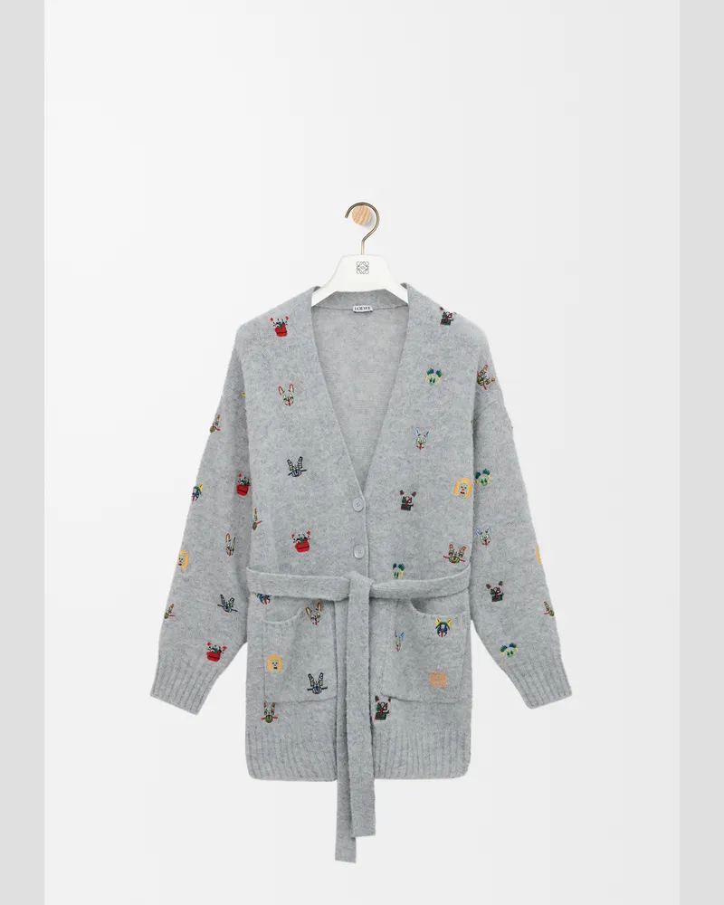 Loewe Belted Cardigan In Wool Size Mujer Grey