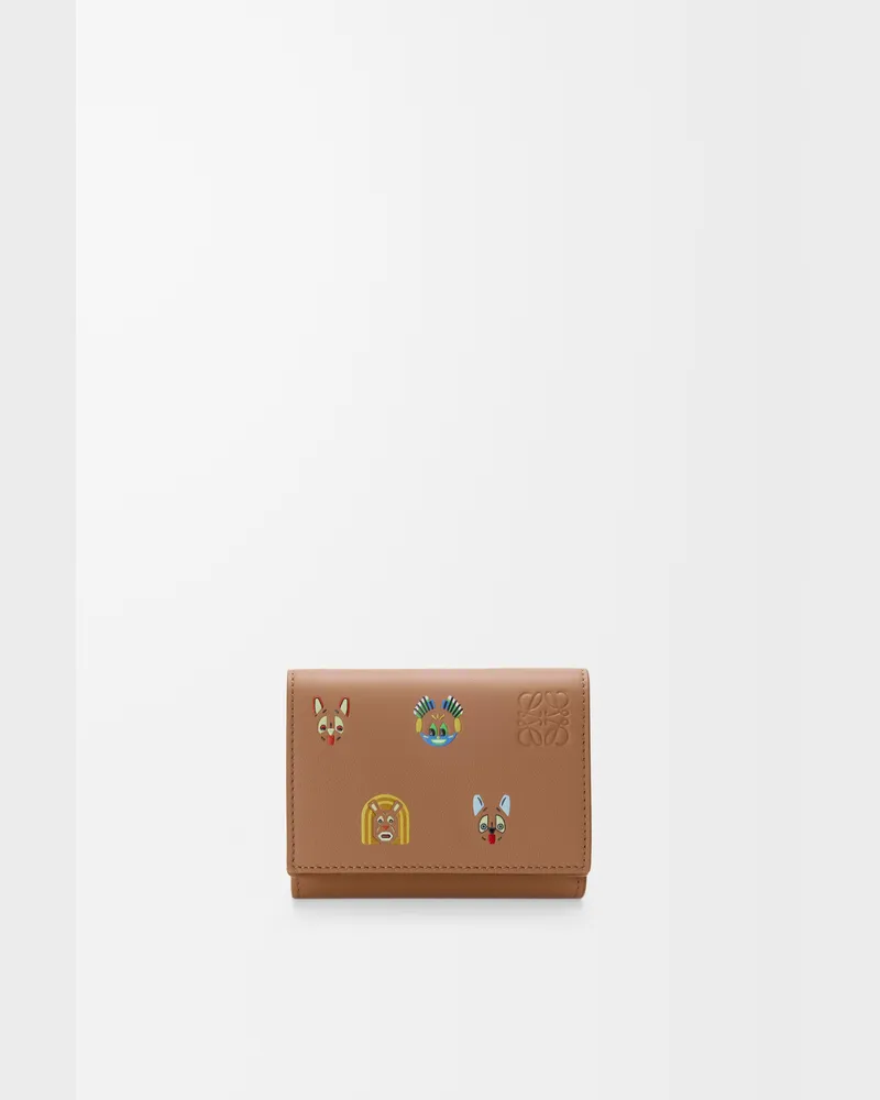 Loewe Cats Trifold Wallet In Leather skin Mujer Mocha