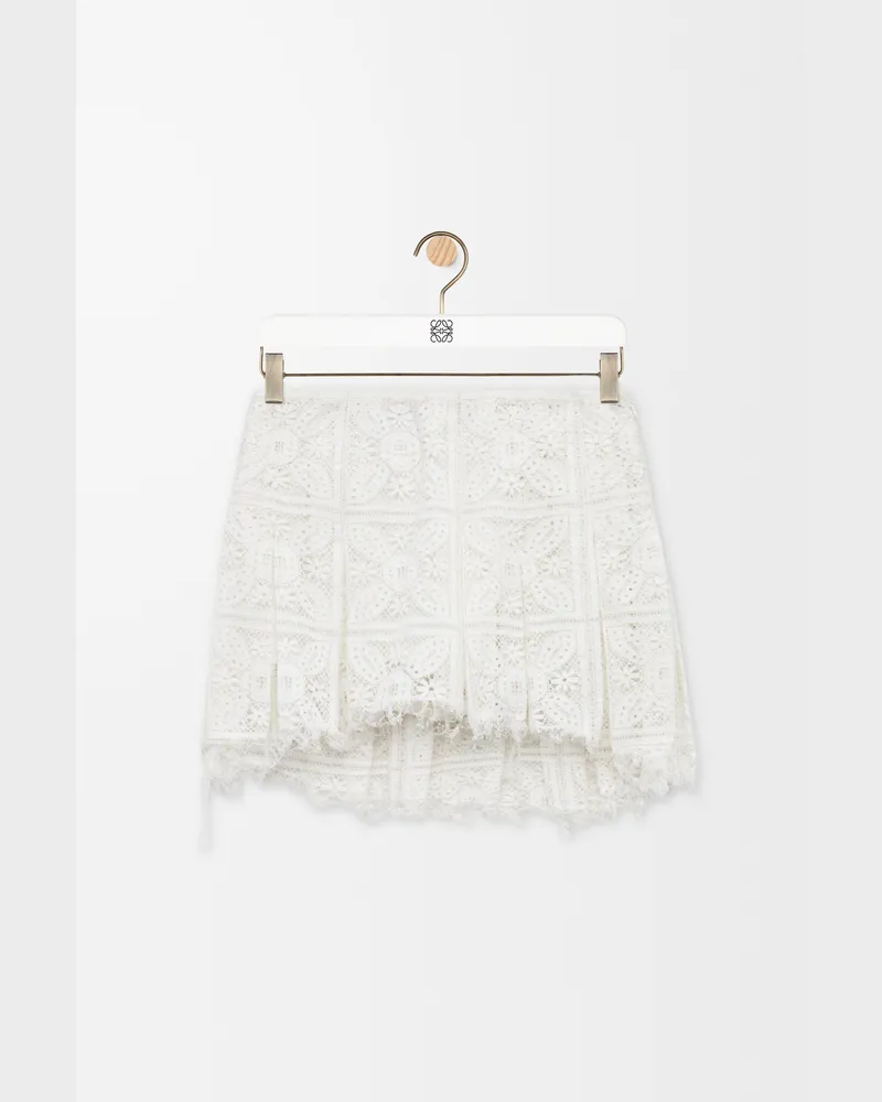 Loewe Pleated Mini Skirt In Cotton Blend Size Mujer White