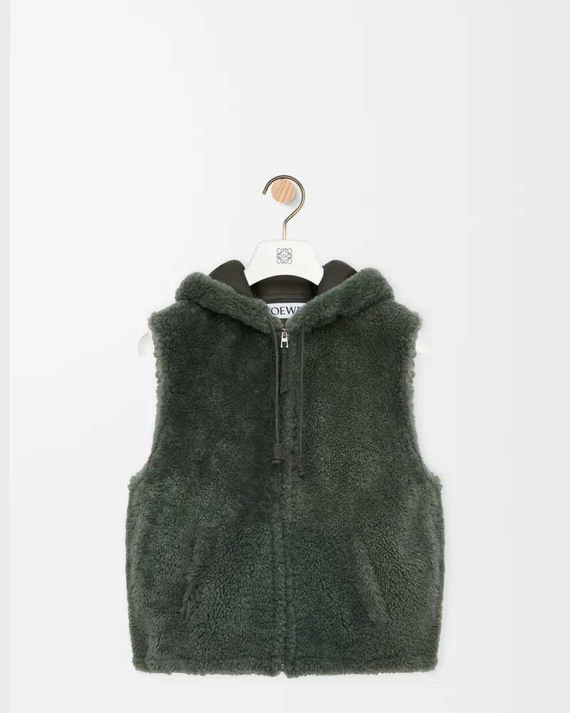 Loewe Vest In Shearling Size Hombre Khaki