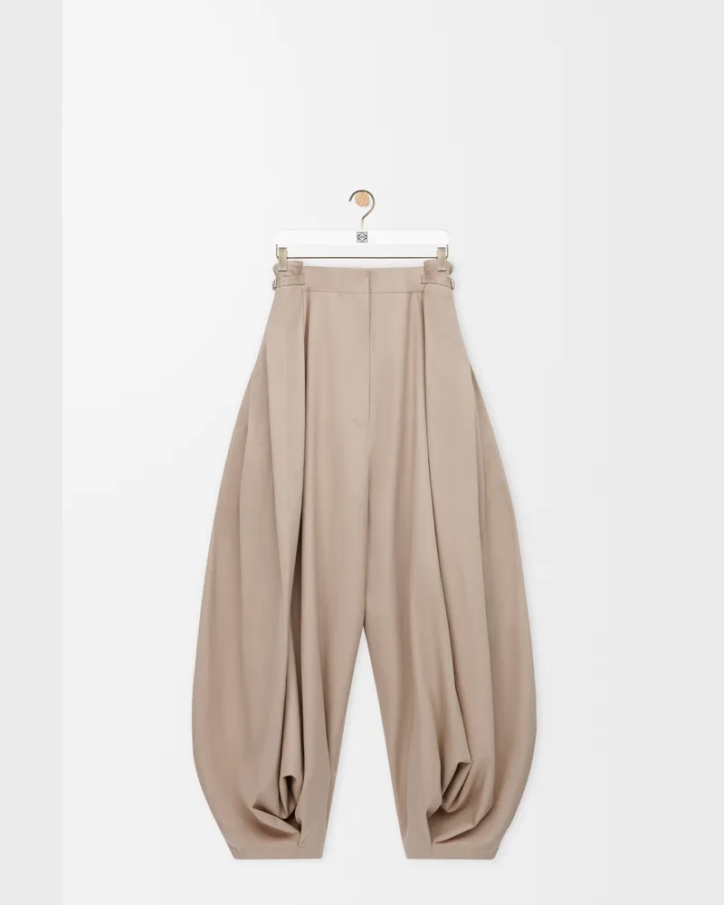 Loewe Draped Trousers In Cotton And Silk Size Mujer Beige