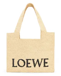 Loewe Luxury Medium  Font tote in raffia Natural