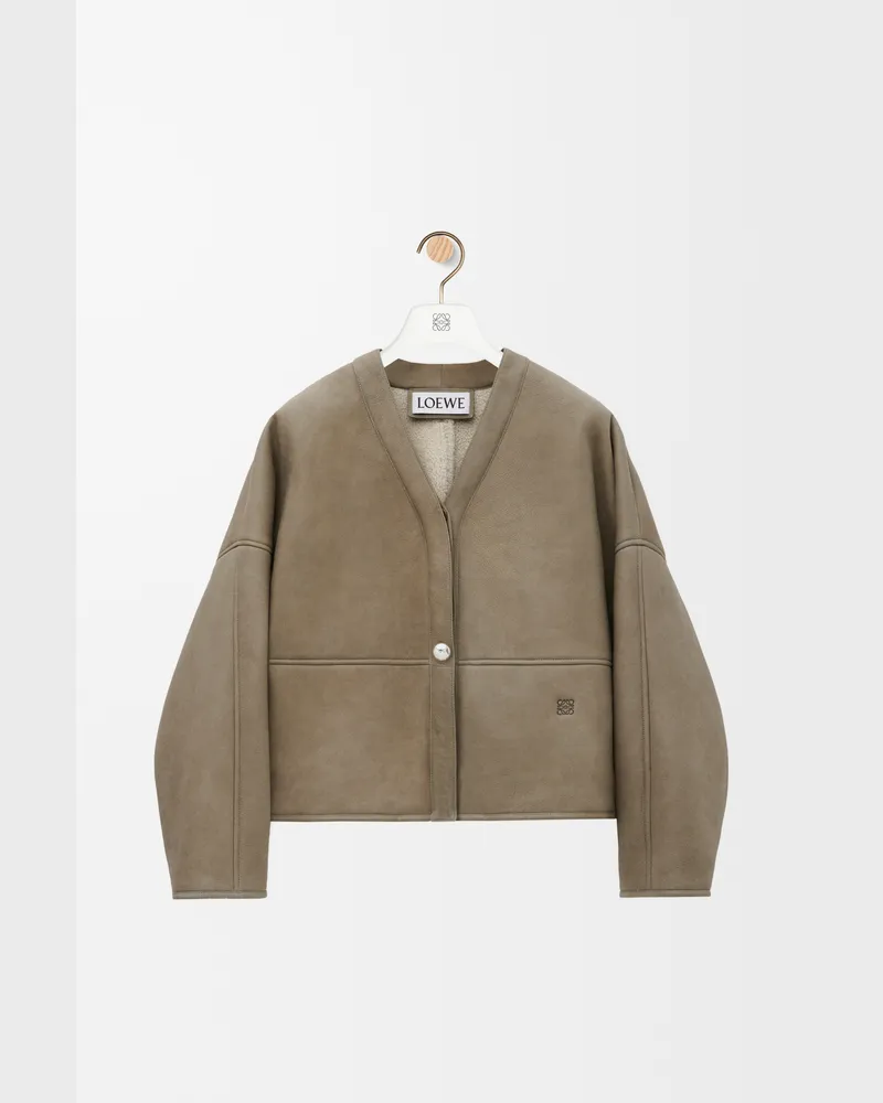 Loewe Cardigan In Shearling Size Mujer Khaki